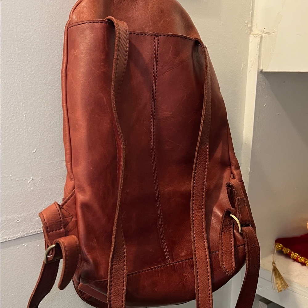Margot red Leather Backpack - Picture 3 of 3